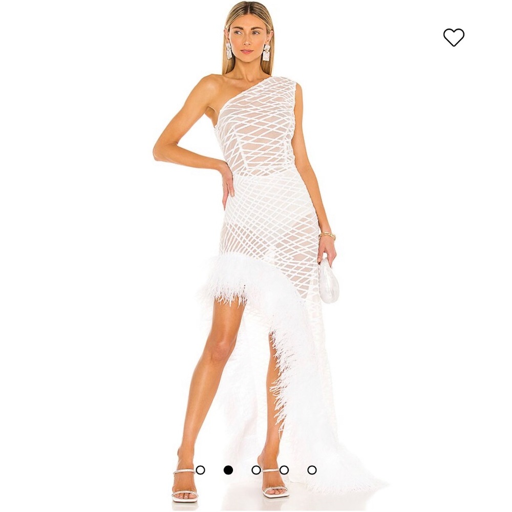 Lola Blanc Sheer Feather Gown in White from
Bronx and Banco Size Small